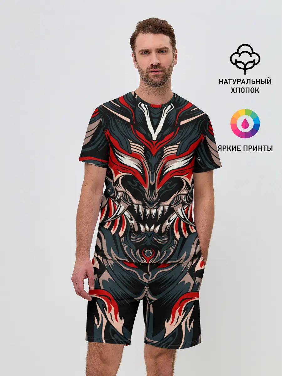 Мужской костюм с шортами / Черный самурай