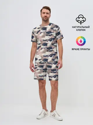 Мужской костюм с шортами / Кремовый камуфляж