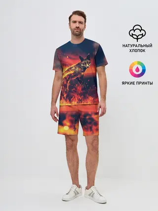 Мужской костюм с шортами / Огненная лиса