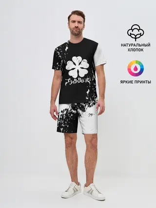 Мужской костюм с шортами / Черный Клевер затертый фон