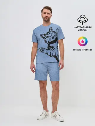 Мужской костюм с шортами / Улыбающийся кот