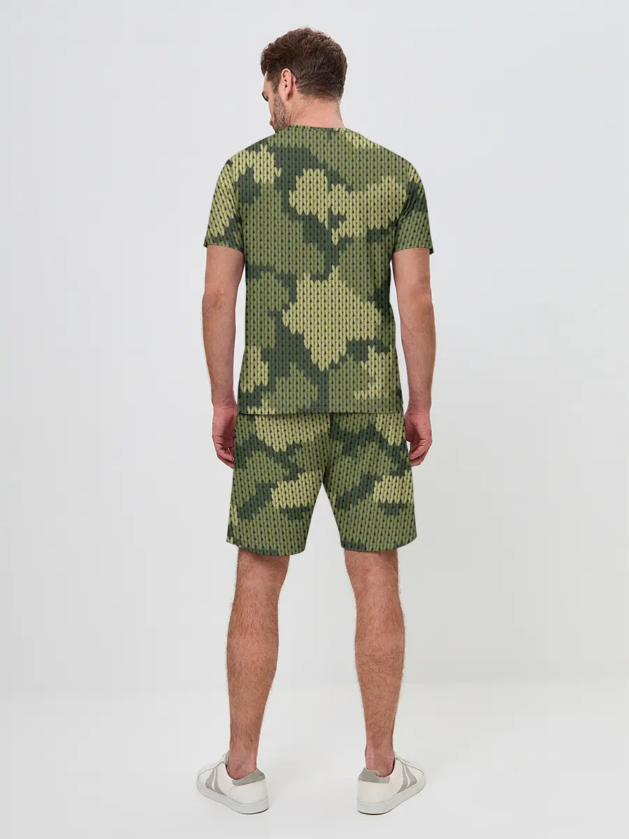Мужской костюм с шортами / вязаный принт милитари