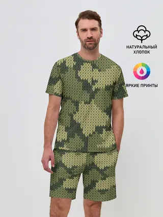 Мужской костюм с шортами / вязаный принт милитари
