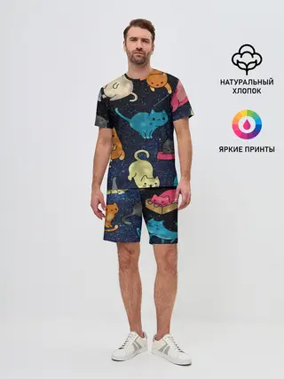 Мужской костюм с шортами / Космические котики