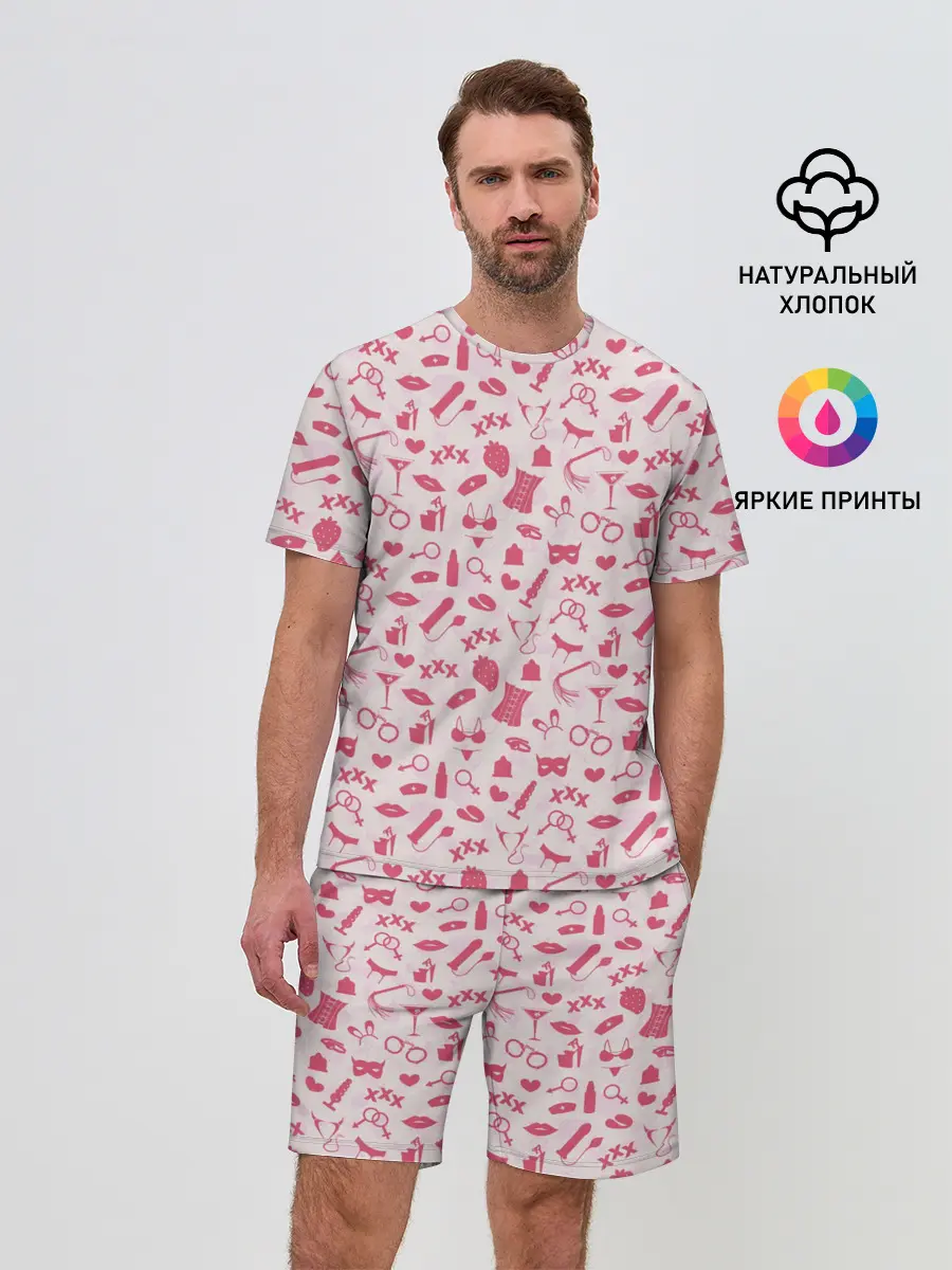 Мужской костюм с шортами / Клубничка