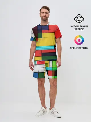 Мужской костюм с шортами / абстрактные фигуры цвета