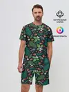 Мужской костюм с шортами / Лесные листочки цветочки