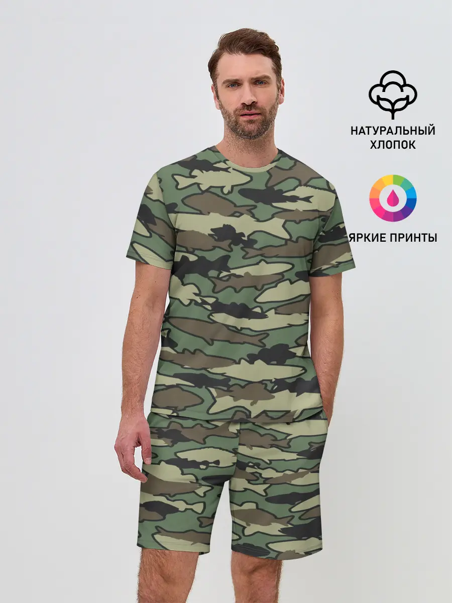 Мужской костюм с шортами / Камуфляж акулы