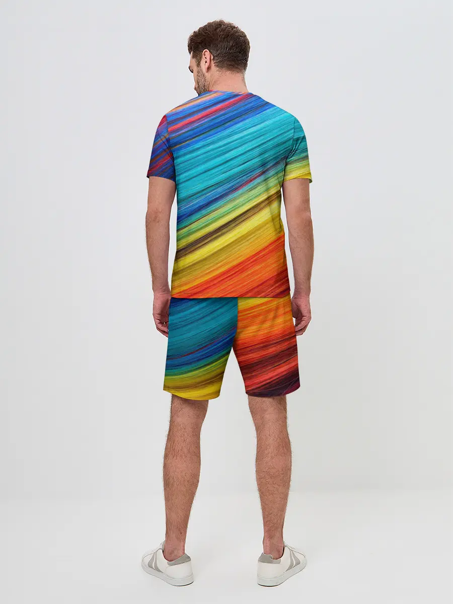 Мужской костюм с шортами / цветной мех диагональ