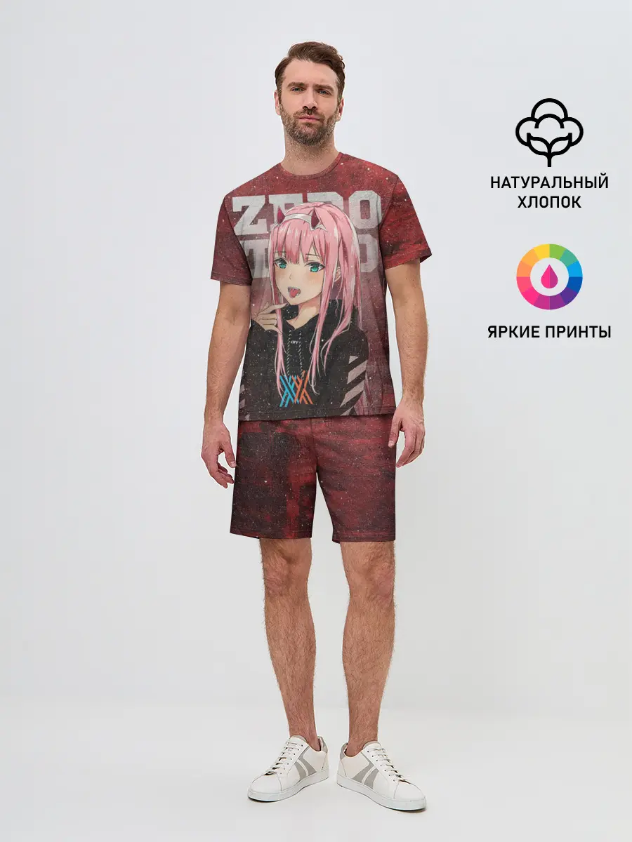 Мужской костюм с шортами / Zero Two в толстовке