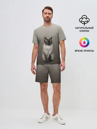 Мужской костюм с шортами / Сиамский кот голубые глаза