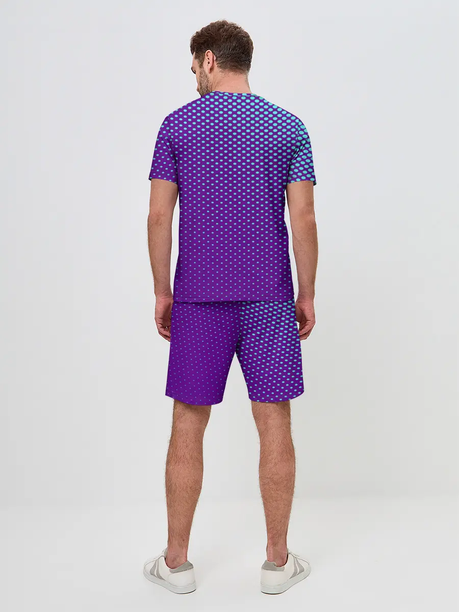 Мужской костюм с шортами / Кот очки наушники модный