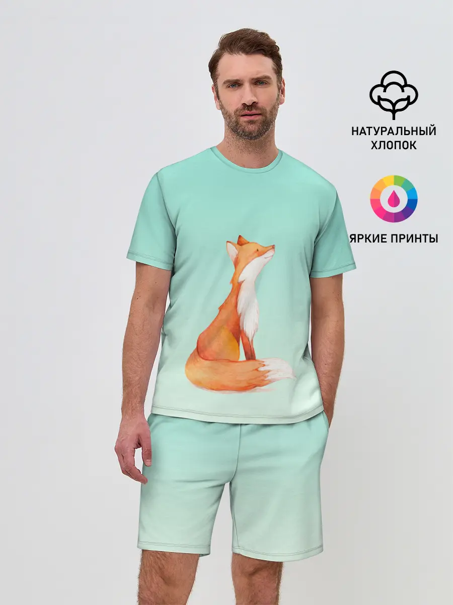 Мужской костюм с шортами / нарисованный лисенок