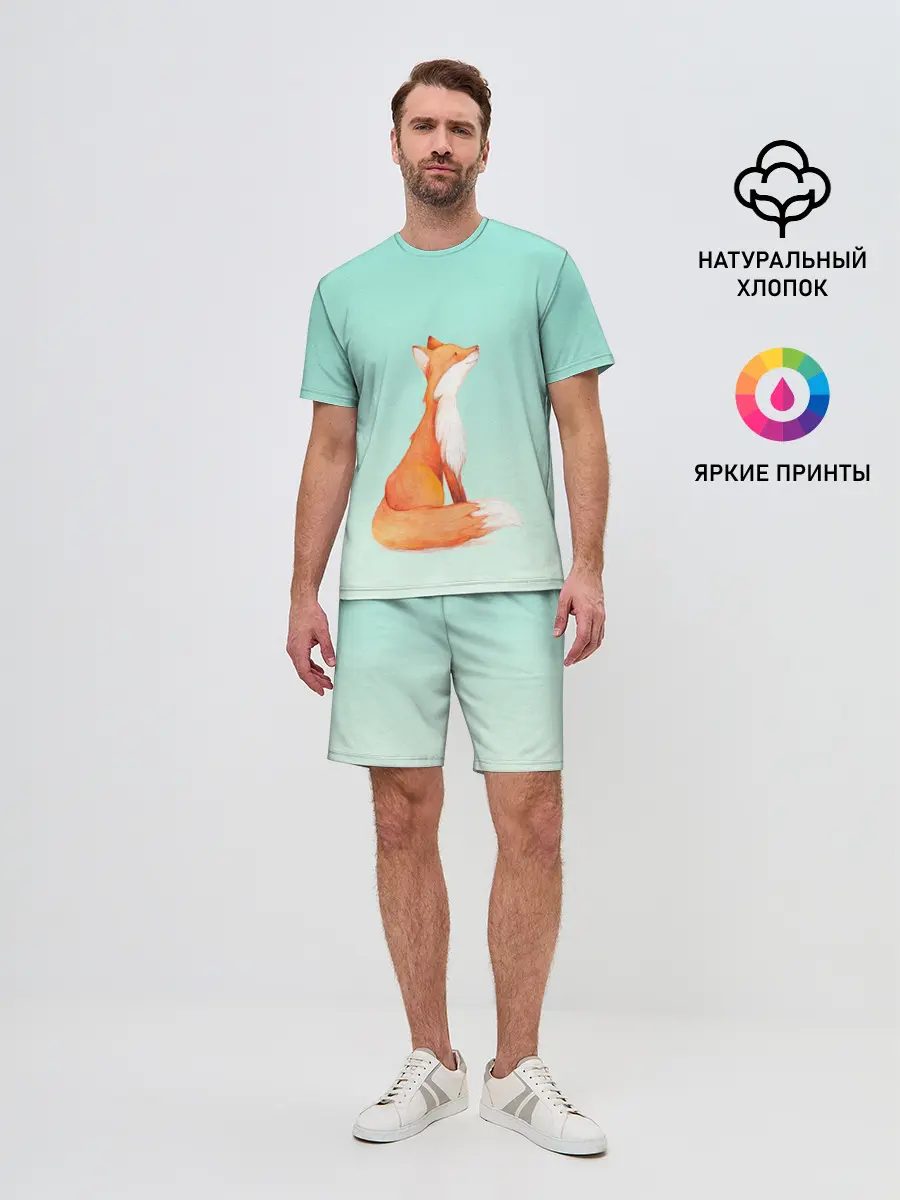 Мужской костюм с шортами / нарисованный лисенок