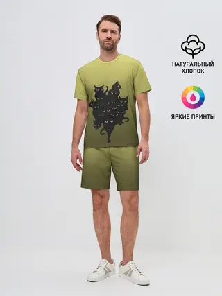 Мужской костюм с шортами / много черных котов