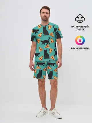 Мужской костюм с шортами / Котики и Пиццы