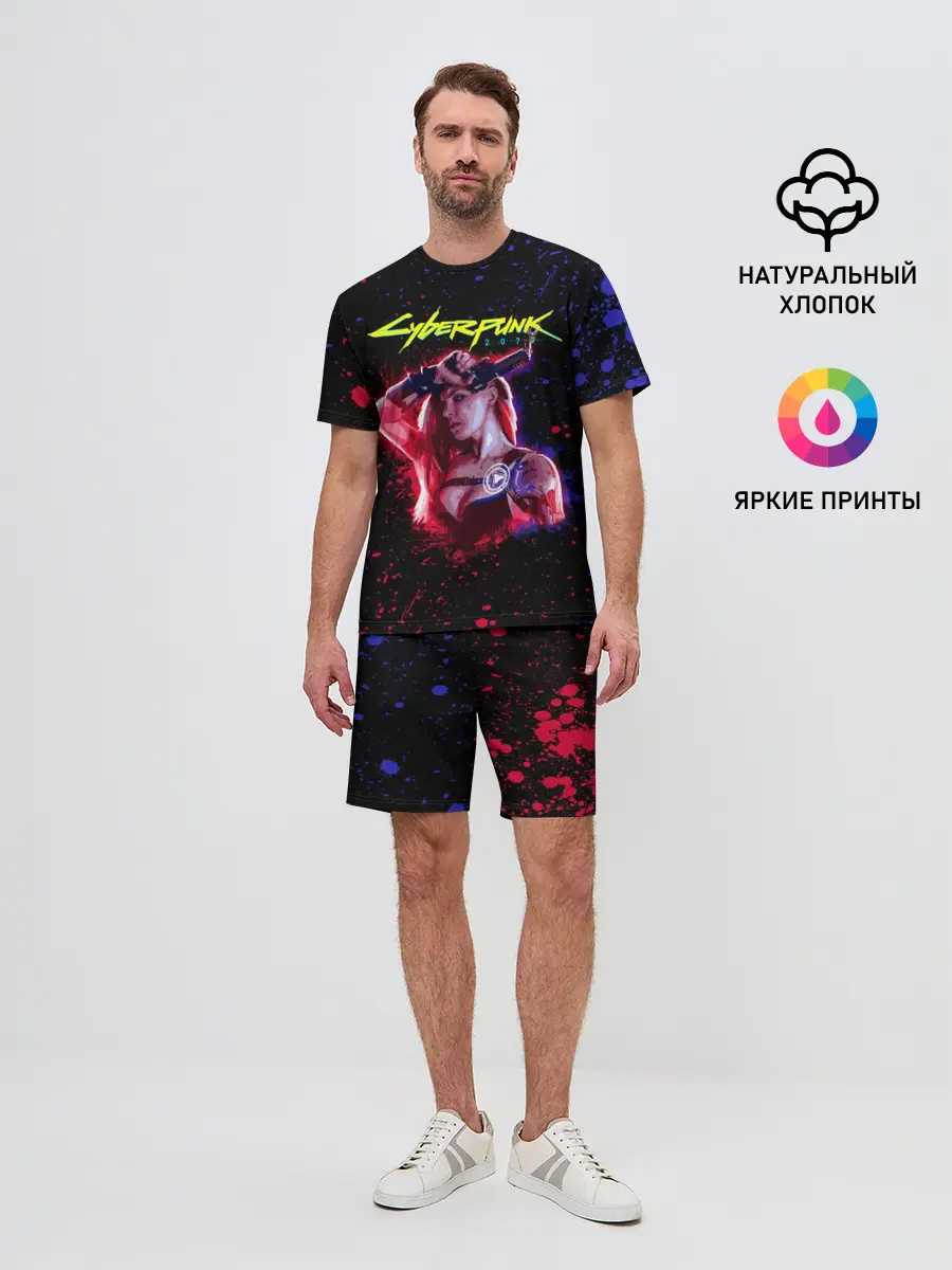 Мужской костюм с шортами / Cyberpunk 2077 девушка
