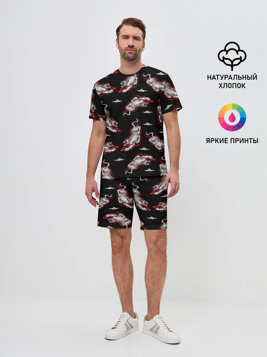 Мужской костюм с шортами / Японский стиль - тигры