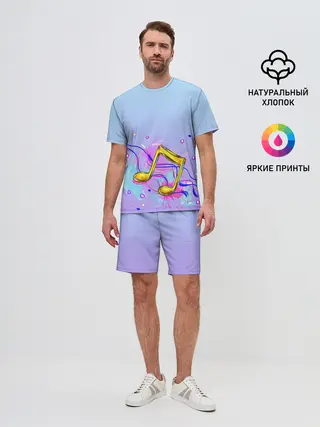 Мужской костюм с шортами / ноты краски музыканту