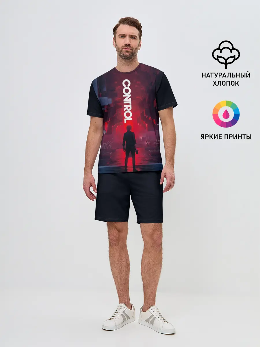 Мужской костюм с шортами / Control лого над Героиней