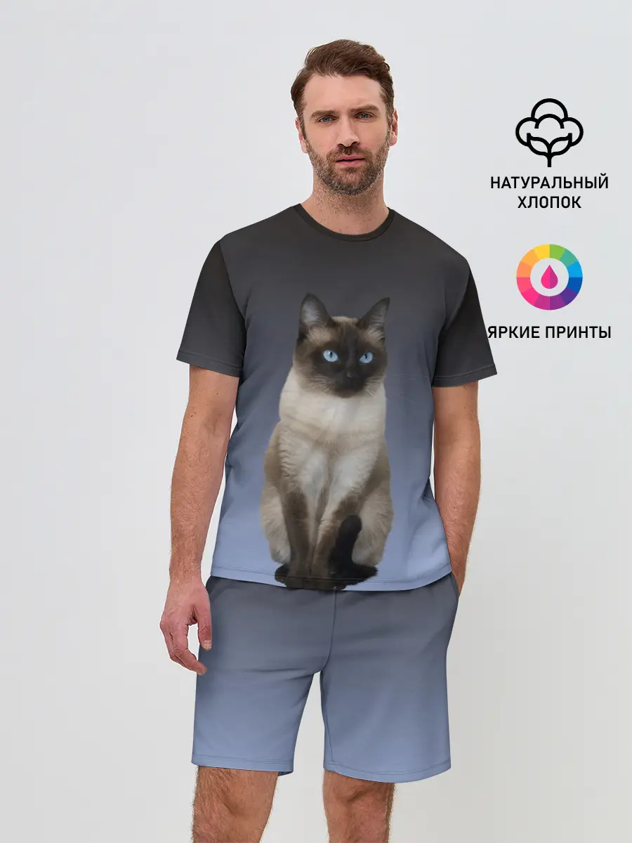 Мужской костюм с шортами / сиамская милая кошечка