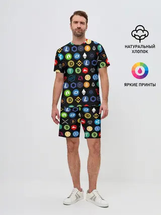 Мужской костюм с шортами / ЛОГОТИПЫ КРИПТОВАЛЮТ | CRYPTOCURRENCIES