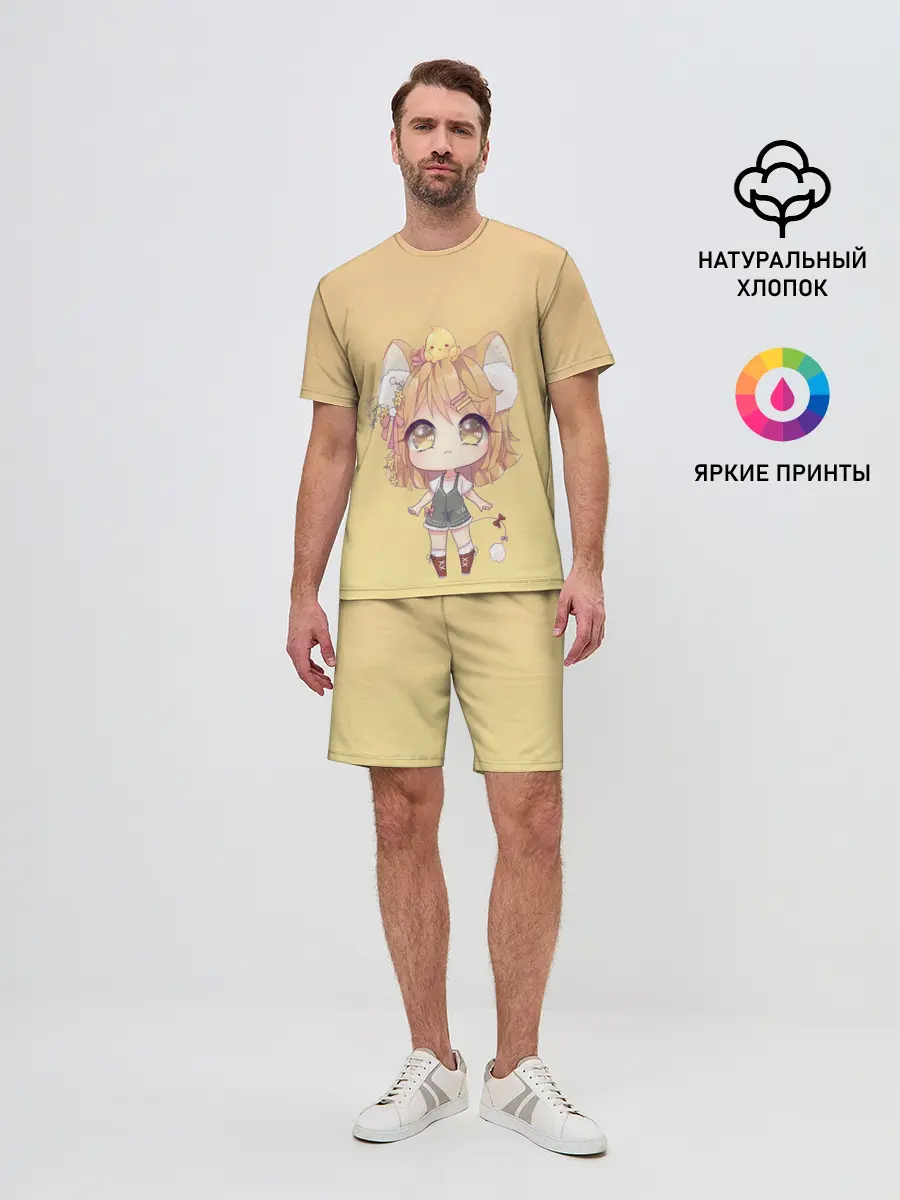 Мужской костюм с шортами / малышка чиби и цыпленок