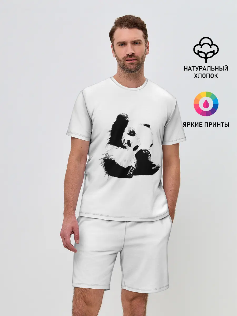 Мужской костюм с шортами / Панда минимализм