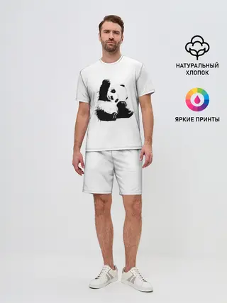 Мужской костюм с шортами / Панда минимализм