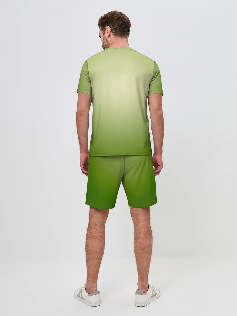 Мужской костюм с шортами / Билли Айлиш на зеленом фоне