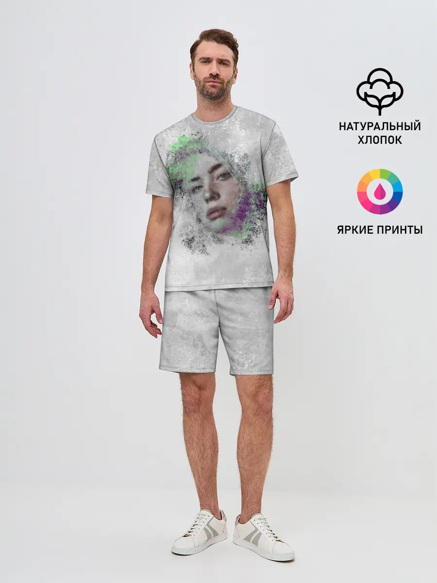 Мужской костюм с шортами / Билли Айлиш красочная