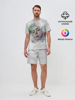 Мужской костюм с шортами / Билли Айлиш красочная