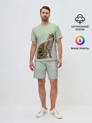 Мужской костюм с шортами / дикий кот оцелот