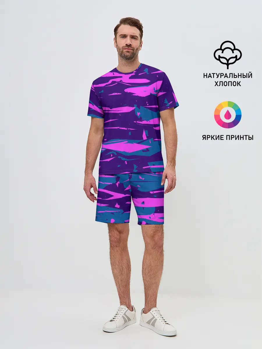 Мужской костюм с шортами / CYBERSTYLE NEON CAMOUFLAGE