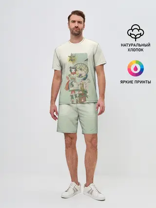 Мужской костюм с шортами / девушка кимоно зима Япония кот