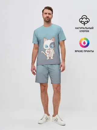 Мужской костюм с шортами / кот с мороженкой