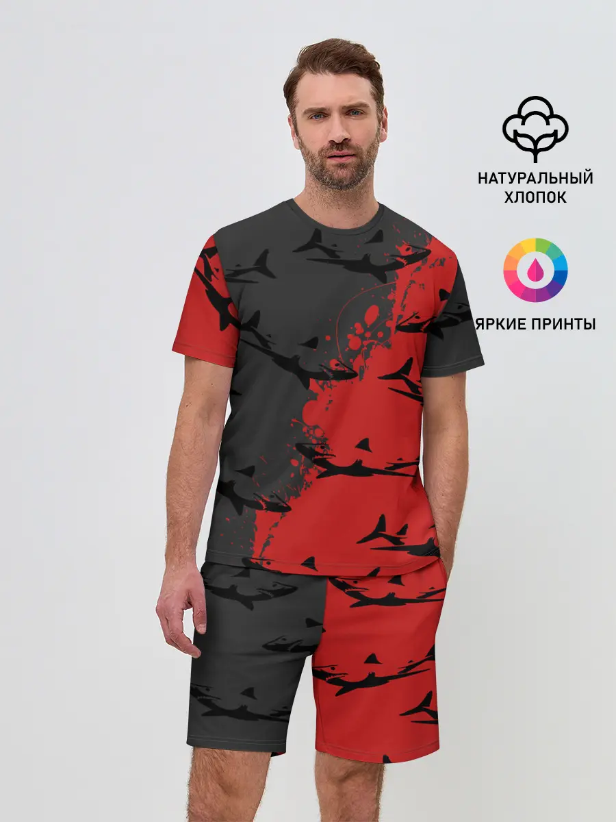 Мужской костюм с шортами / Акулы