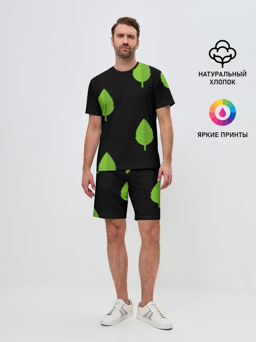Мужской костюм с шортами / Птица и листочек