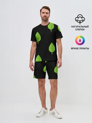 Мужской костюм с шортами / Птица и листочек