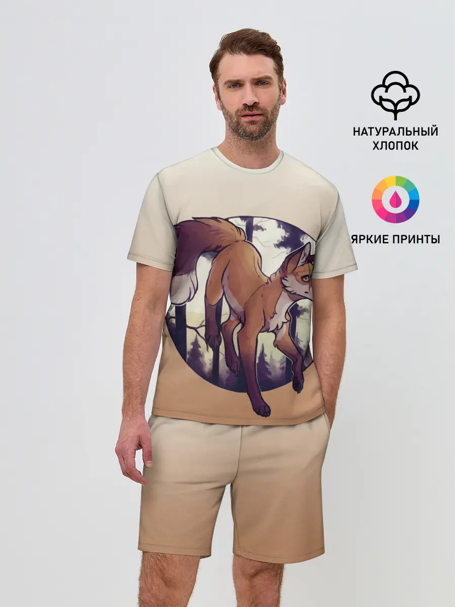 Мужской костюм с шортами / Лисица рисунок