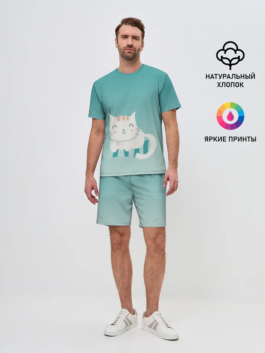 Мужской костюм с шортами / котик на подстилке