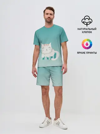 Мужской костюм с шортами / котик на подстилке