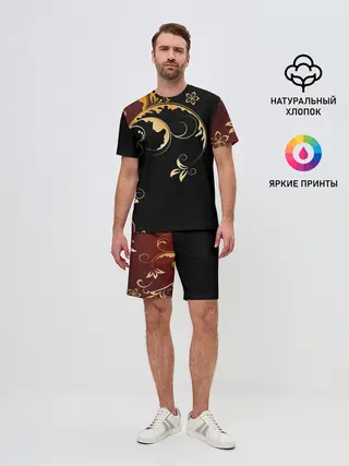 Мужской костюм с шортами / Узор - Хохлома