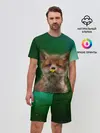 Мужской костюм с шортами / Лисенок нюхает цветок