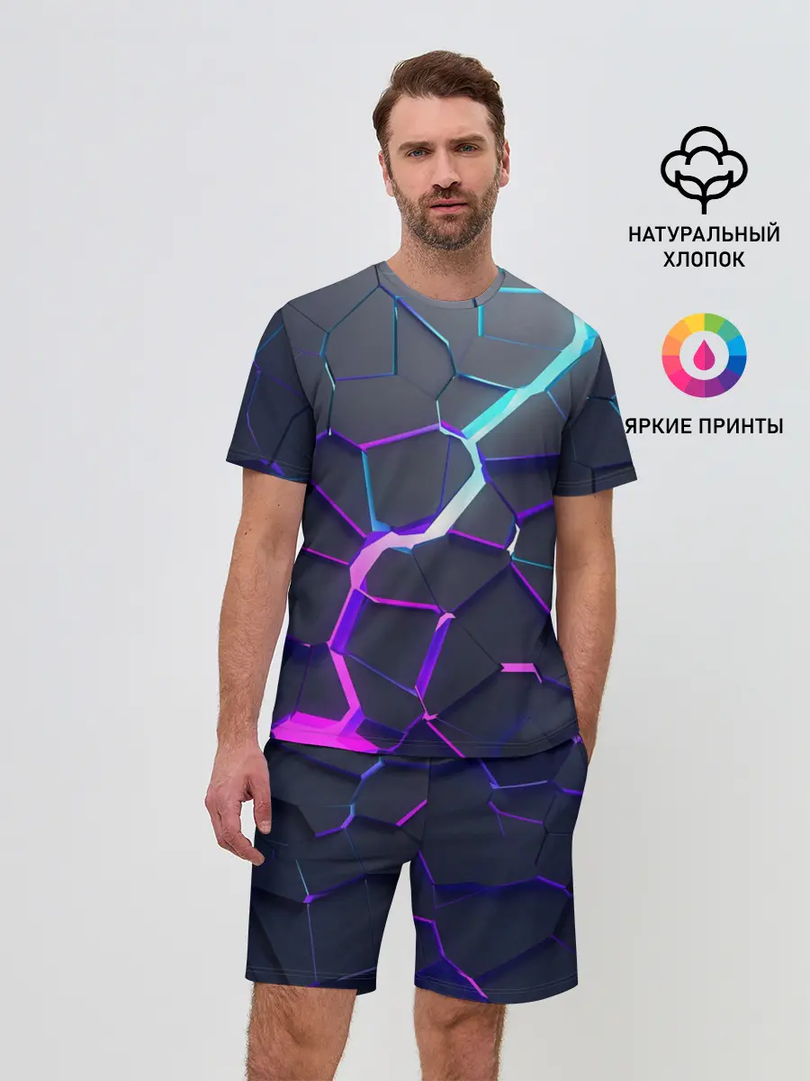 Мужской костюм с шортами / НЕОНОВЫЙ РАЗЛОМ | 3Д РАЗЛОМ