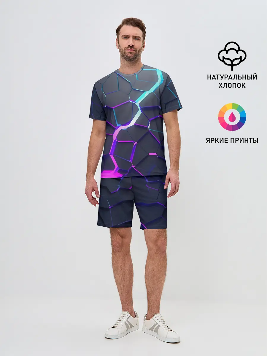 Мужской костюм с шортами / НЕОНОВЫЙ РАЗЛОМ | 3Д РАЗЛОМ