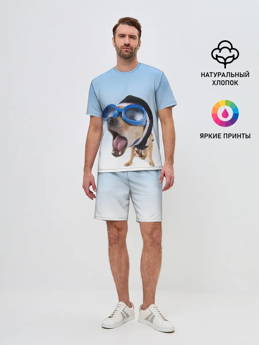 Мужской костюм с шортами / собака в очках