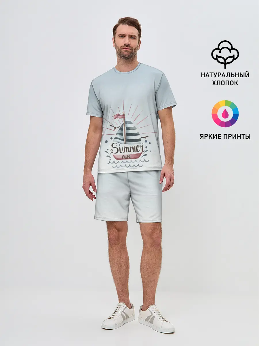 Мужской костюм с шортами / кораблик лето