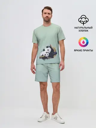 Мужской костюм с шортами / акварельные панды