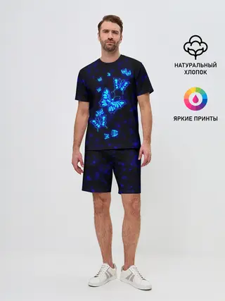 Мужской костюм с шортами / Неоновые бабочки